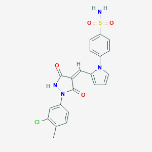 molecular formula C21H17ClN4O4S B317220 4-(2-{[1-(3-chloro-4-methylphenyl)-3,5-dioxo-4-pyrazolidinylidene]methyl}-1H-pyrrol-1-yl)benzenesulfonamide 
