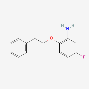 molecular formula C14H14FNO B3172245 5-氟-2-(苯乙氧基)苯胺 CAS No. 946716-72-9