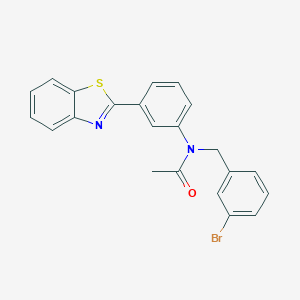 molecular formula C22H17BrN2OS B317227 N-[3-(1,3-benzothiazol-2-yl)phenyl]-N-(3-bromobenzyl)acetamide 