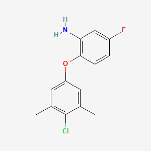 molecular formula C14H13ClFNO B3172287 2-(4-Chloro-3,5-dimethylphenoxy)-5-fluoroaniline CAS No. 946717-01-7
