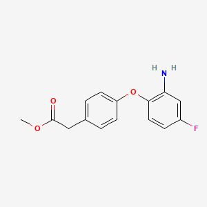 molecular formula C15H14FNO3 B3172300 Methyl 2-[4-(2-amino-4-fluorophenoxy)phenyl]-acetate CAS No. 946717-09-5