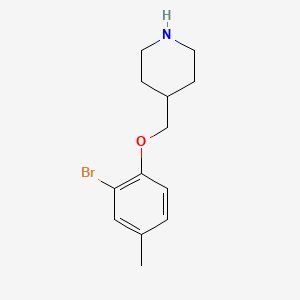 molecular formula C13H18BrNO B3172321 4-[(2-Bromo-4-methylphenoxy)methyl]piperidine CAS No. 946725-26-4