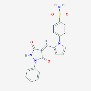 molecular formula C20H16N4O4S B317234 4-{2-[(3,5-dioxo-1-phenyl-4-pyrazolidinylidene)methyl]-1H-pyrrol-1-yl}benzenesulfonamide 