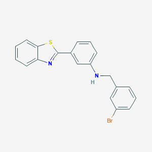 molecular formula C20H15BrN2S B317238 N-[3-(1,3-benzothiazol-2-yl)phenyl]-N-(3-bromobenzyl)amine 