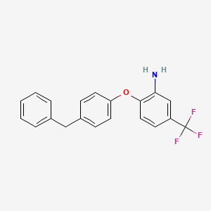 molecular formula C20H16F3NO B3172461 2-(4-Benzylphenoxy)-5-(trifluoromethyl)aniline CAS No. 946728-14-9