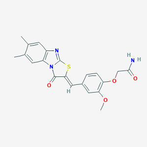 molecular formula C21H19N3O4S B317252 2-{4-[(6,7-dimethyl-3-oxo[1,3]thiazolo[3,2-a]benzimidazol-2(3H)-ylidene)methyl]-2-methoxyphenoxy}acetamide 