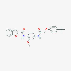 molecular formula C28H28N2O5 B317254 N-(4-{[(4-tert-butylphenoxy)acetyl]amino}-2-methoxyphenyl)-1-benzofuran-2-carboxamide 