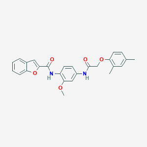 molecular formula C26H24N2O5 B317255 N-(4-{[(2,4-dimethylphenoxy)acetyl]amino}-2-methoxyphenyl)-1-benzofuran-2-carboxamide 