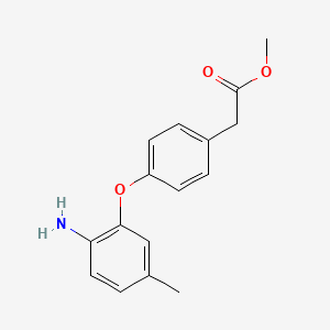 molecular formula C16H17NO3 B3172567 Methyl 2-[4-(2-amino-5-methylphenoxy)phenyl]-acetate CAS No. 946729-13-1