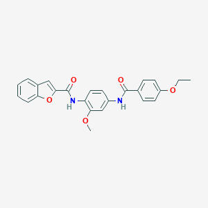 molecular formula C25H22N2O5 B317262 N-(4-{[(4-ethoxyphenyl)carbonyl]amino}-2-methoxyphenyl)-1-benzofuran-2-carboxamide 