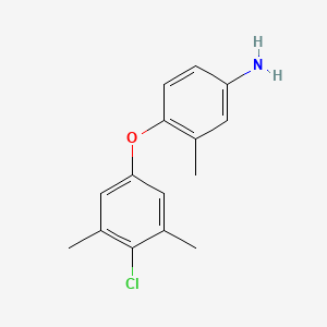 molecular formula C15H16ClNO B3172770 4-(4-Chloro-3,5-dimethylphenoxy)-3-methylaniline CAS No. 946742-03-6