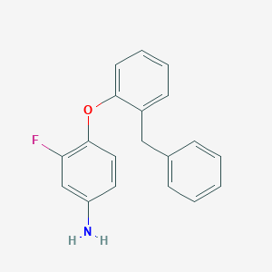 molecular formula C19H16FNO B3172805 4-(2-Benzylphenoxy)-3-fluoroaniline CAS No. 946742-38-7