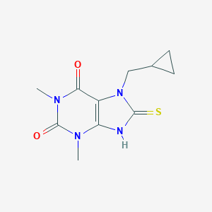 molecular formula C11H14N4O2S B317283 7-Cyclopropylmethyl-8-mercapto-1,3-dimethyl-3,7-dihydro-purine-2,6-dione 
