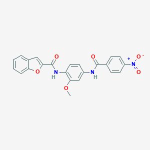 molecular formula C23H17N3O6 B317286 N-[4-({4-nitrobenzoyl}amino)-2-methoxyphenyl]-1-benzofuran-2-carboxamide 