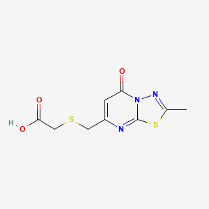 molecular formula C9H9N3O3S2 B3172951 {[(2-Methyl-5-oxo-5H-[1,3,4]thiadiazolo[3,2-a]pyrimidin-7-yl)methyl]thio}acetic acid CAS No. 946744-58-7