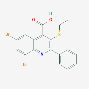 molecular formula C18H13Br2NO2S B317298 6,8-Dibromo-3-(ethylsulfanyl)-2-phenylquinoline-4-carboxylic acid 