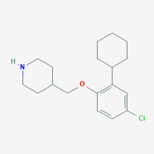 molecular formula C18H26ClNO B3172995 4-[(4-Chloro-2-cyclohexylphenoxy)methyl]piperidine CAS No. 946758-88-9