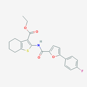 molecular formula C22H20FNO4S B317301 Ethyl 2-{[5-(4-fluorophenyl)-2-furoyl]amino}-4,5,6,7-tetrahydro-1-benzothiophene-3-carboxylate 