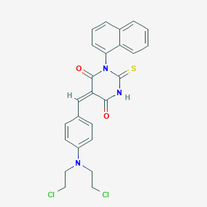 molecular formula C25H21Cl2N3O2S B317308 5-{4-[bis(2-chloroethyl)amino]benzylidene}-1-(1-naphthyl)-2-thioxodihydro-4,6(1H,5H)-pyrimidinedione 