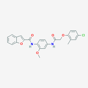 molecular formula C25H21ClN2O5 B317311 N-(4-{[(4-chloro-2-methylphenoxy)acetyl]amino}-2-methoxyphenyl)-1-benzofuran-2-carboxamide 