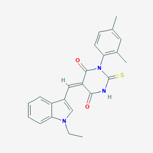 molecular formula C23H21N3O2S B317316 1-(2,4-dimethylphenyl)-5-[(1-ethyl-1H-indol-3-yl)methylene]-2-thioxodihydro-4,6(1H,5H)-pyrimidinedione 