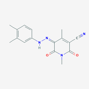 molecular formula C16H16N4O2 B317326 (5Z)-5-[(3,4-dimethylphenyl)hydrazinylidene]-1,4-dimethyl-2,6-dioxopyridine-3-carbonitrile 