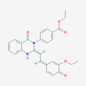 molecular formula C27H24N2O5 B317331 ethyl 4-[(2E)-2-[(2Z)-2-(3-ethoxy-4-oxocyclohexa-2,5-dien-1-ylidene)ethylidene]-4-oxo-1H-quinazolin-3-yl]benzoate 