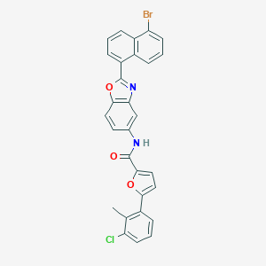 molecular formula C29H18BrClN2O3 B317332 N-[2-(5-bromonaphthalen-1-yl)-1,3-benzoxazol-5-yl]-5-(3-chloro-2-methylphenyl)furan-2-carboxamide 