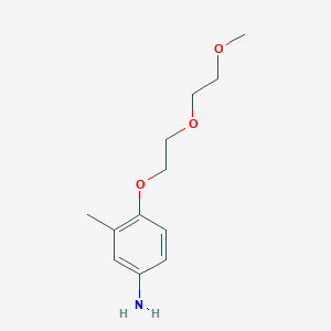 molecular formula C12H19NO3 B3173332 4-[2-(2-Methoxyethoxy)ethoxy]-3-methylphenylamine CAS No. 946784-90-3