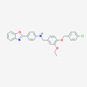 molecular formula C29H25ClN2O3 B317335 4-(1,3-benzoxazol-2-yl)-N-{4-[(4-chlorobenzyl)oxy]-3-ethoxybenzyl}aniline 