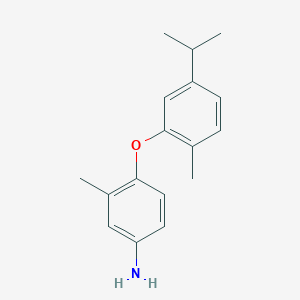 molecular formula C17H21NO B3173351 4-(5-Isopropyl-2-methylphenoxy)-3-methylaniline CAS No. 946785-09-7