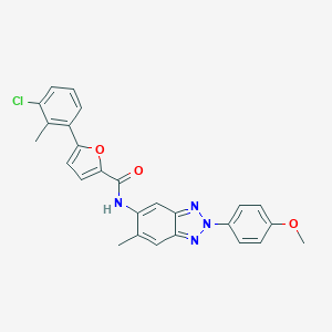 molecular formula C26H21ClN4O3 B317336 5-(3-chloro-2-methylphenyl)-N-[2-(4-methoxyphenyl)-6-methyl-2H-benzotriazol-5-yl]furan-2-carboxamide 