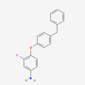 molecular formula C19H16FNO B3173397 4-(4-Benzylphenoxy)-3-fluoroaniline CAS No. 946785-80-4