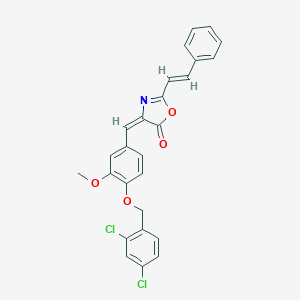 molecular formula C26H19Cl2NO4 B317352 4-{4-[(2,4-dichlorobenzyl)oxy]-3-methoxybenzylidene}-2-(2-phenylvinyl)-1,3-oxazol-5(4H)-one 