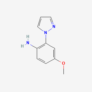 molecular formula C10H11N3O B3173557 Benzenamine, 4-methoxy-2-(1H-pyrazol-1-yl)- CAS No. 947154-35-0