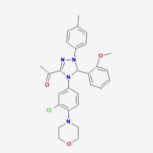 molecular formula C28H29ClN4O3 B317356 1-[4-(3-chloro-4-morpholin-4-ylphenyl)-5-[2-(methyloxy)phenyl]-1-(4-methylphenyl)-4,5-dihydro-1H-1,2,4-triazol-3-yl]ethanone 