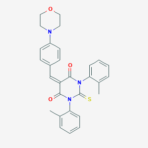 molecular formula C29H27N3O3S B317358 1,3-bis(2-methylphenyl)-5-[4-(4-morpholinyl)benzylidene]-2-thioxodihydro-4,6(1H,5H)-pyrimidinedione 