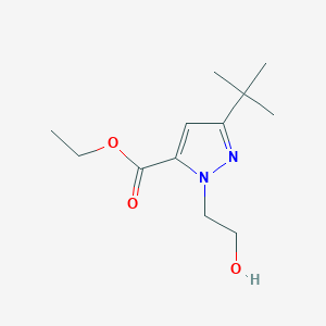 molecular formula C12H20N2O3 B3173645 5-tert-Butyl-2-(2-hydroxy-ethyl)-2H-pyrazole-3-carboxylic acid ethyl ester CAS No. 948551-25-5