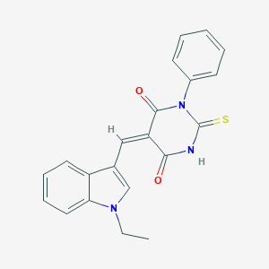 molecular formula C21H17N3O2S B317366 5-[(1-ethyl-1H-indol-3-yl)methylene]-1-phenyl-2-thioxodihydro-4,6(1H,5H)-pyrimidinedione 