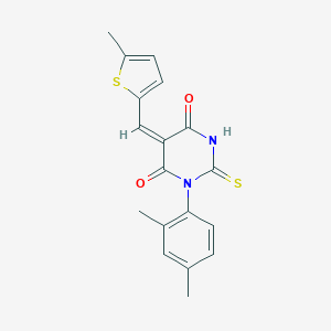 molecular formula C18H16N2O2S2 B317368 1-(2,4-dimethylphenyl)-5-[(5-methyl-2-thienyl)methylene]-2-thioxodihydro-4,6(1H,5H)-pyrimidinedione 