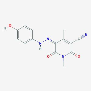 molecular formula C14H12N4O3 B317372 (5Z)-5-[(4-hydroxyphenyl)hydrazinylidene]-1,4-dimethyl-2,6-dioxopyridine-3-carbonitrile 
