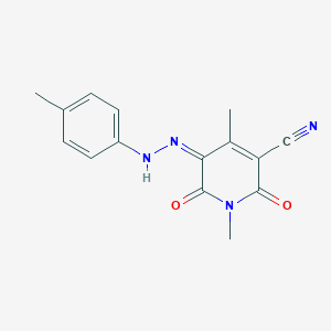 molecular formula C15H14N4O2 B317373 (5Z)-1,4-dimethyl-5-[(4-methylphenyl)hydrazinylidene]-2,6-dioxopyridine-3-carbonitrile 