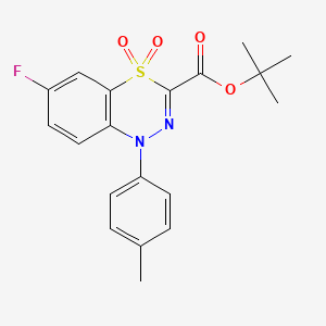 molecular formula C19H19FN2O4S B3173809 tert-butyl 6-fluoro-1-(4-methylphenyl)-1H-4,1,2-benzothiadiazine-3-carboxylate 4,4-dioxide CAS No. 950271-05-3