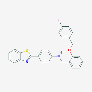 molecular formula C27H21FN2OS B317387 N-[4-(1,3-benzothiazol-2-yl)phenyl]-N-{2-[(4-fluorobenzyl)oxy]benzyl}amine 