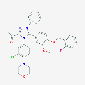 molecular formula C34H32ClFN4O4 B317388 1-(4-[3-chloro-4-(4-morpholinyl)phenyl]-5-{4-[(2-fluorobenzyl)oxy]-3-methoxyphenyl}-1-phenyl-4,5-dihydro-1H-1,2,4-triazol-3-yl)ethanone 
