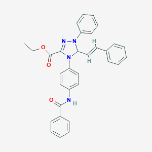 molecular formula C32H28N4O3 B317392 ethyl 4-[4-(benzoylamino)phenyl]-1-phenyl-5-(2-phenylvinyl)-4,5-dihydro-1H-1,2,4-triazole-3-carboxylate 