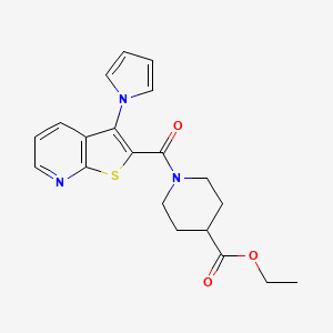 molecular formula C20H21N3O3S B3173929 ethyl 1-{[3-(1H-pyrrol-1-yl)thieno[2,3-b]pyridin-2-yl]carbonyl}piperidine-4-carboxylate CAS No. 951473-59-9