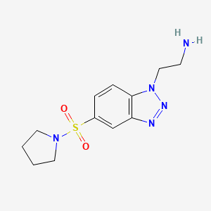 molecular formula C12H17N5O2S B3173943 {2-[5-(Pyrrolidin-1-ylsulfonyl)-1H-1,2,3-benzotriazol-1-yl]ethyl}amine CAS No. 951523-69-6