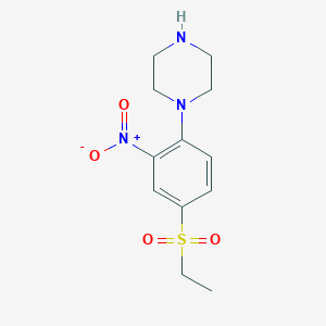 molecular formula C12H17N3O4S B3173959 1-[4-(Ethylsulfonyl)-2-nitrophenyl]piperazine CAS No. 951624-85-4