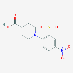 molecular formula C13H16N2O6S B3173961 1-[2-(Methylsulfonyl)-4-nitrophenyl]piperidine-4-carboxylic acid CAS No. 951624-91-2